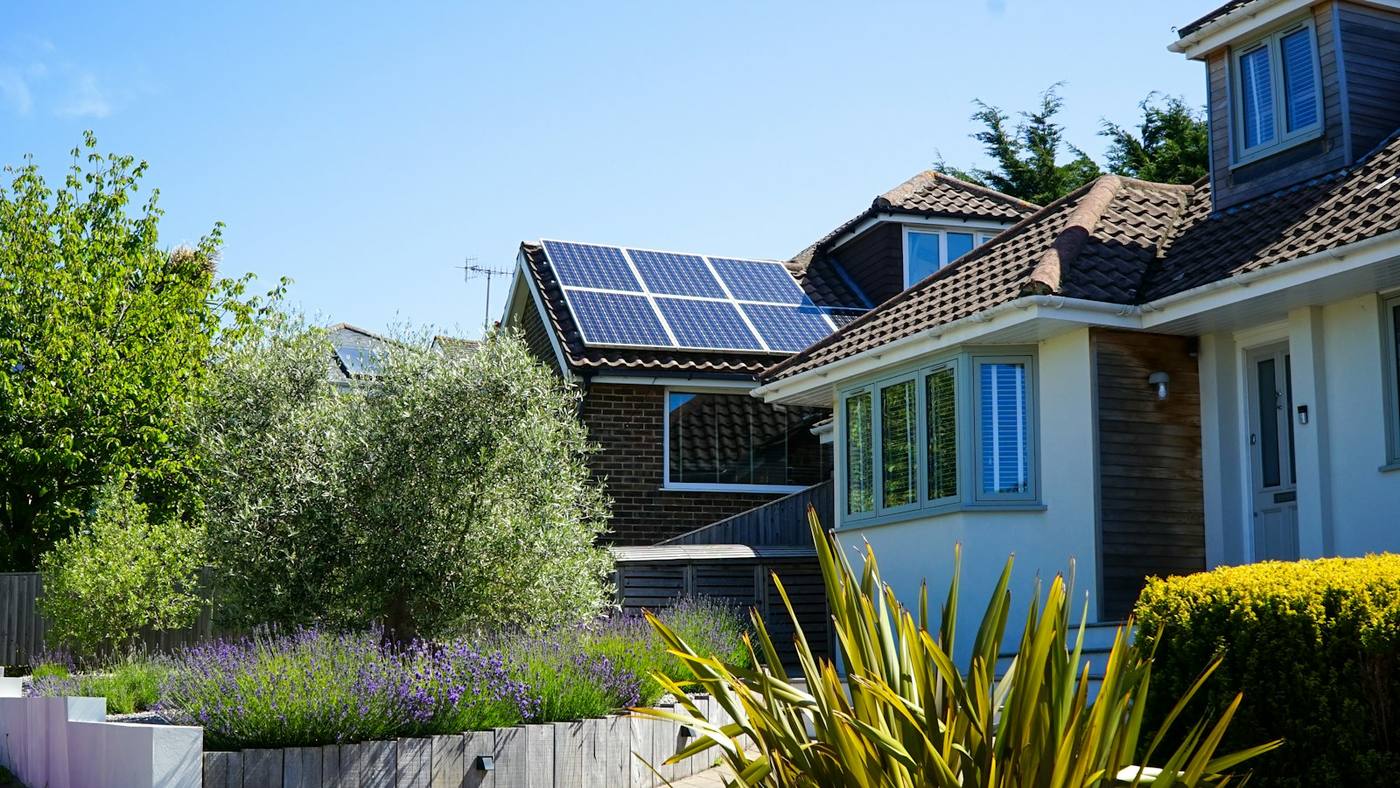 Modern solar panels installed on a home rooftop